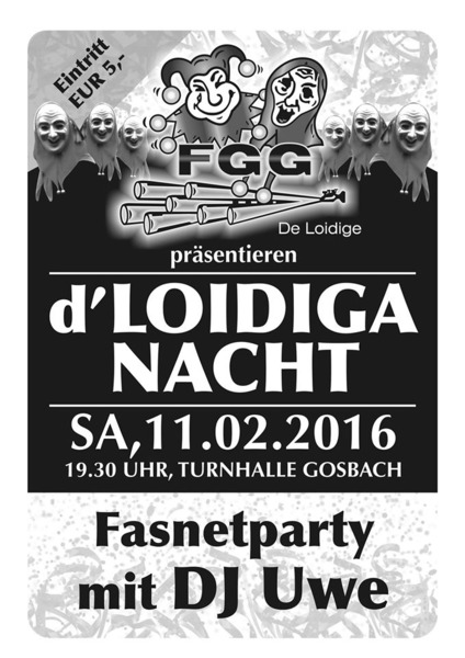 Party Flyer: Loidiga-Nacht in Gosbach am 11.02.2017 in Bad Ditzenbach